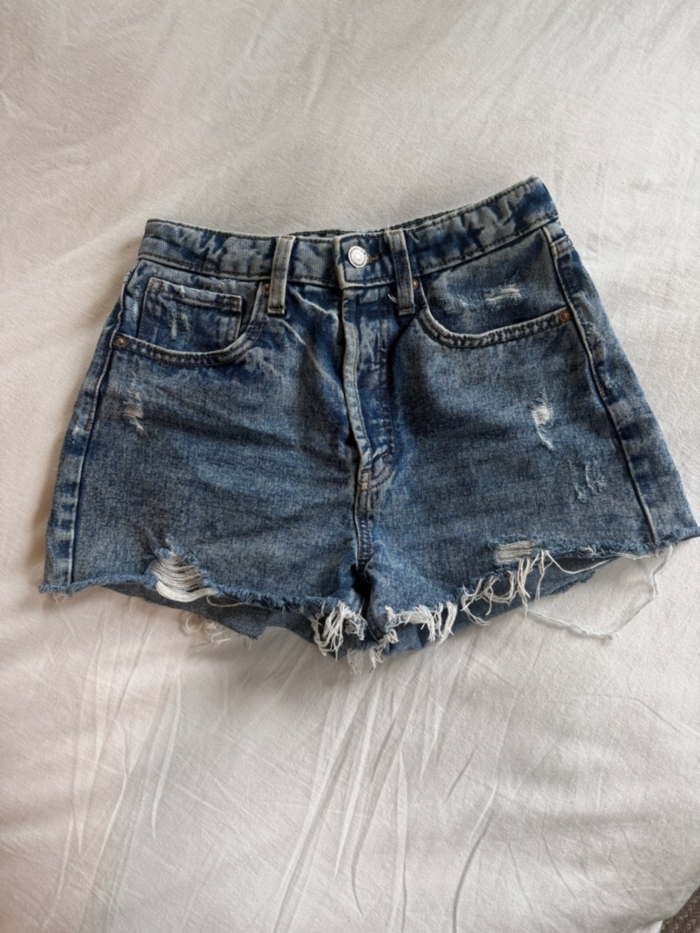 Wild Fable High-Rise Blue Distressed Denim Cut Off Shorts 100% Cotton - Size 2
